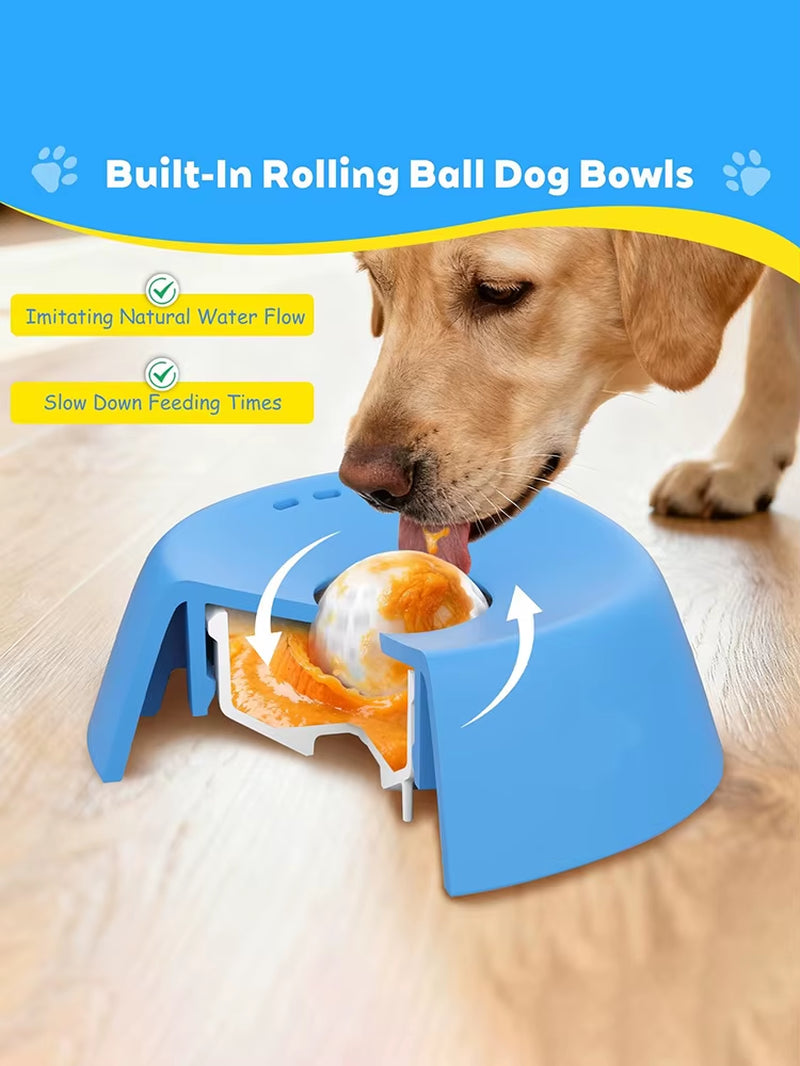 Slow Feeder Pet Bowl and Liquid Lick Mat with Non-Slip Silicone Base, Interactive Treat Dispensing Puzzle Toy for Rapid Eaters