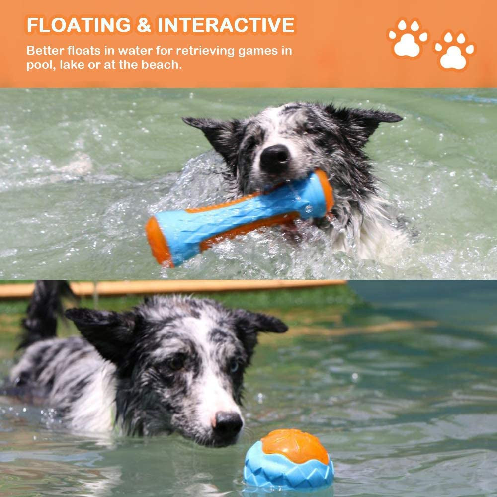 Dog Squeaky Toys 4-Pack, Floating Pool & Beach Toys for Fetch and Interactive Play