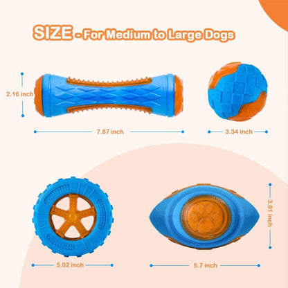 Dog Squeaky Toys 4-Pack, Floating Pool & Beach Toys for Fetch and Interactive Play