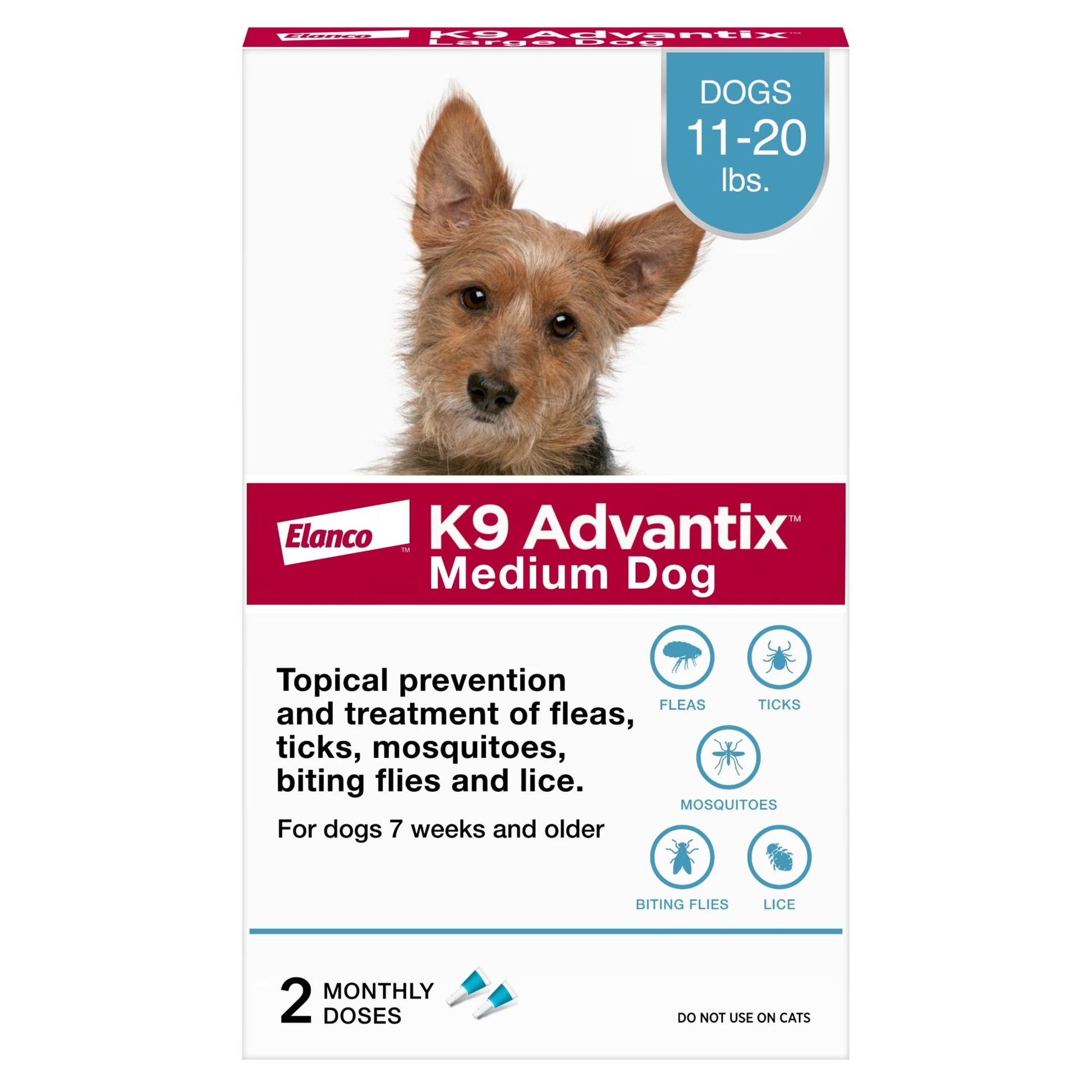 K9 Advantix Flea, Tick & Mosquito Prevention for Medium Dogs 11-20 Lbs., 2-Monthly Treatments